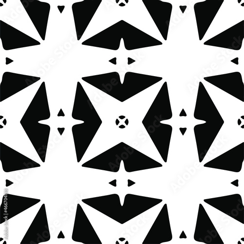 Vector seamless pattern. Modern stylish texture. Composition from regularly repeating geometrical element. Monochrome, simple. Vector illustrations. Black and white pattern.