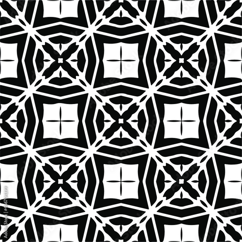Vector seamless pattern. Modern stylish texture. Composition from regularly repeating geometrical element. Monochrome, simple. Vector illustrations. Black and white pattern.