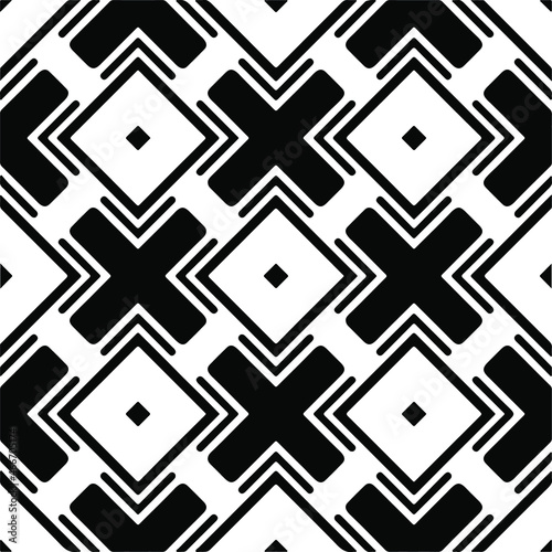 Vector seamless models. Modern stylish texture. Composition from regularly repeating geometrical element. Monochrome, simple. Vector illustrations. Black and white pattern.