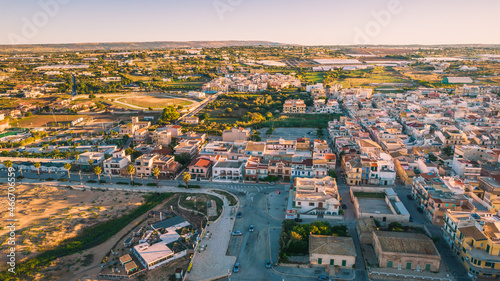 Amazing Panorama of Donnalucata at Dawn from above, Scicli, Ragusa, Sicily, Italy, Europe