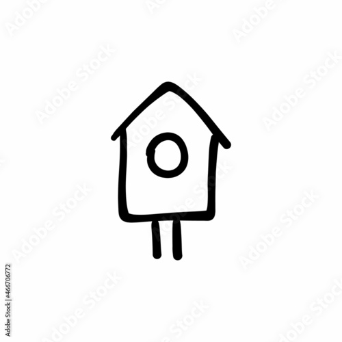 Cock house icon in vector. Logotype - Doodle