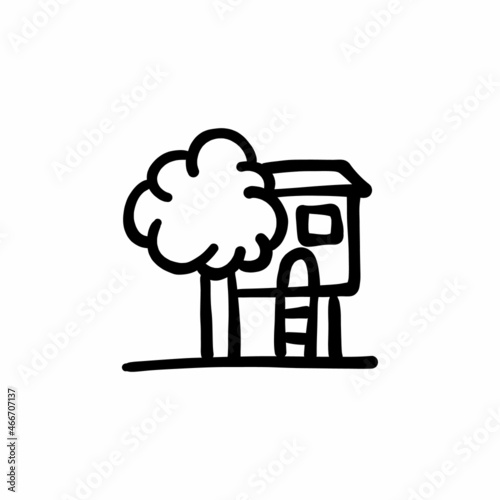 Tree house icon in vector. Logotype - Doodle