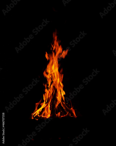 bright burning fire on a black background
