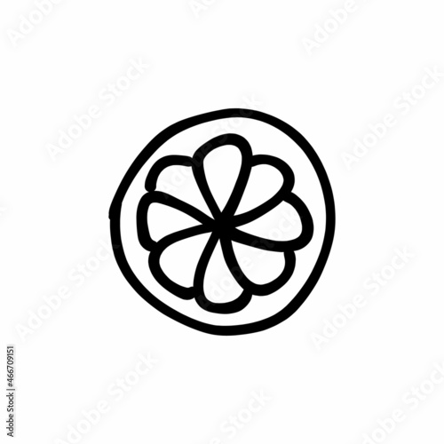 Orange slice icon in vector. Logotype - Doodle