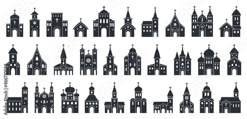 Tablou canvas Big set of Church black icon