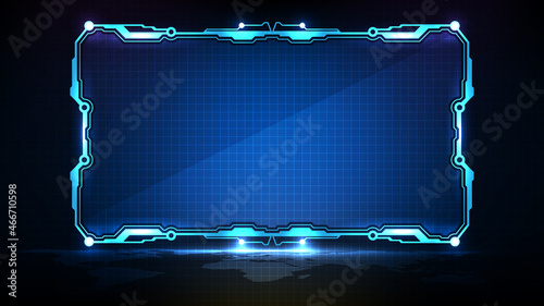 abstract futuristic background of blue glowing technology sci fi frame hud ui lower third