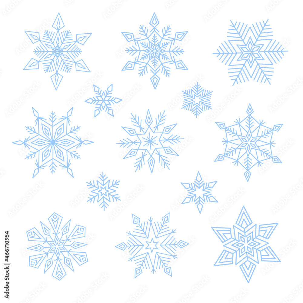 Vector illustration of cute snowflakes