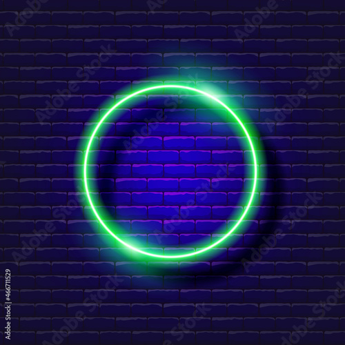 Circle neon sign. Glowing geometric figure for design.