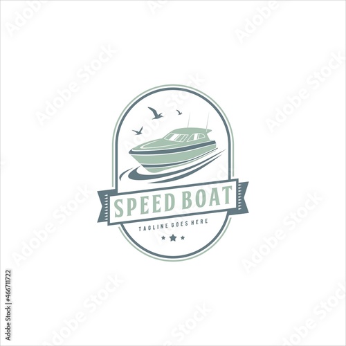 Yacht Speed Boat Logo Design Vector Image