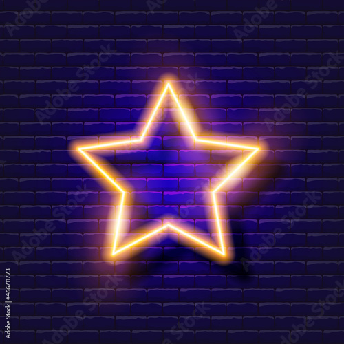 Star Abstract neon sign. Glowing geometric figure for design.