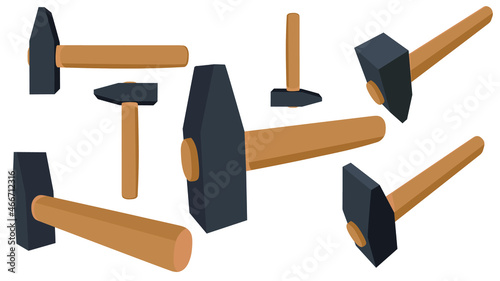 set of hammers isolated on white background, hammer vector illustration