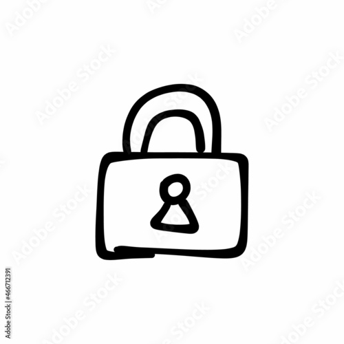 Pad lock icon in vector. Logotype - Doodle