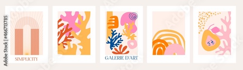 Collection of Modern abstract posters. Wall art design. Abstract Shapes art. Modern aesthetic concept. Editable Vector Illustration.