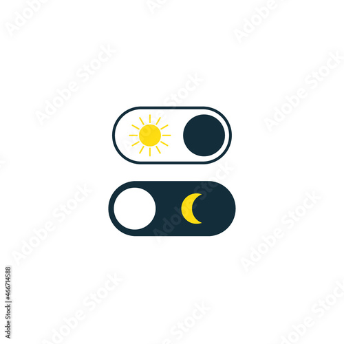 Sun to moon switch icons. Change of night and day. Interface design. Switch button. Vector illustration