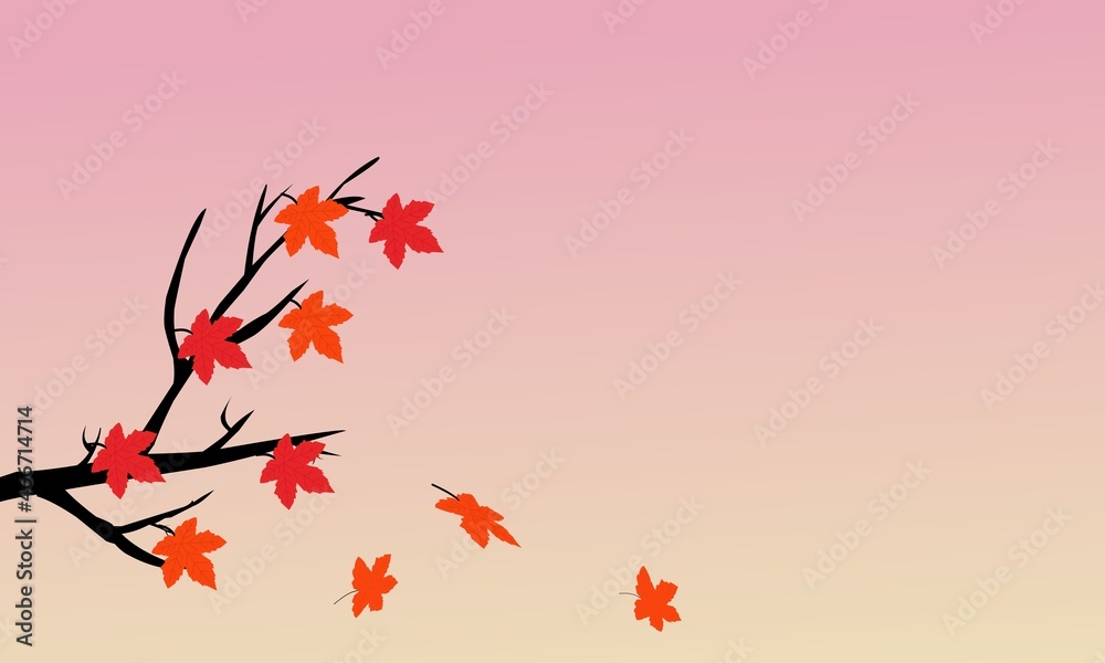 maple tree with fallen leaves. autumn background with copy space. vector illustration maple tree with fallen leaves. autumn background with copy space. vector illustration