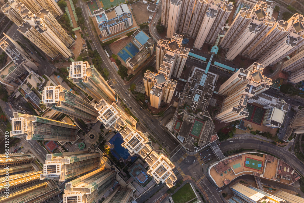 Top down view of Hong Kong residential district Top down view of Hong Kong residential district