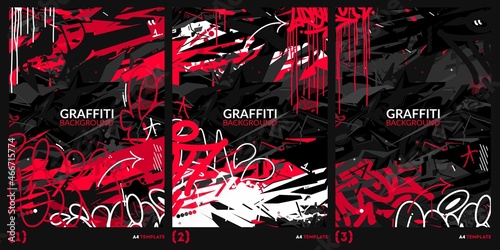 Abstract Dark Black And Red Graffiti Style A4 Poster Vector Illustration Art Template photo