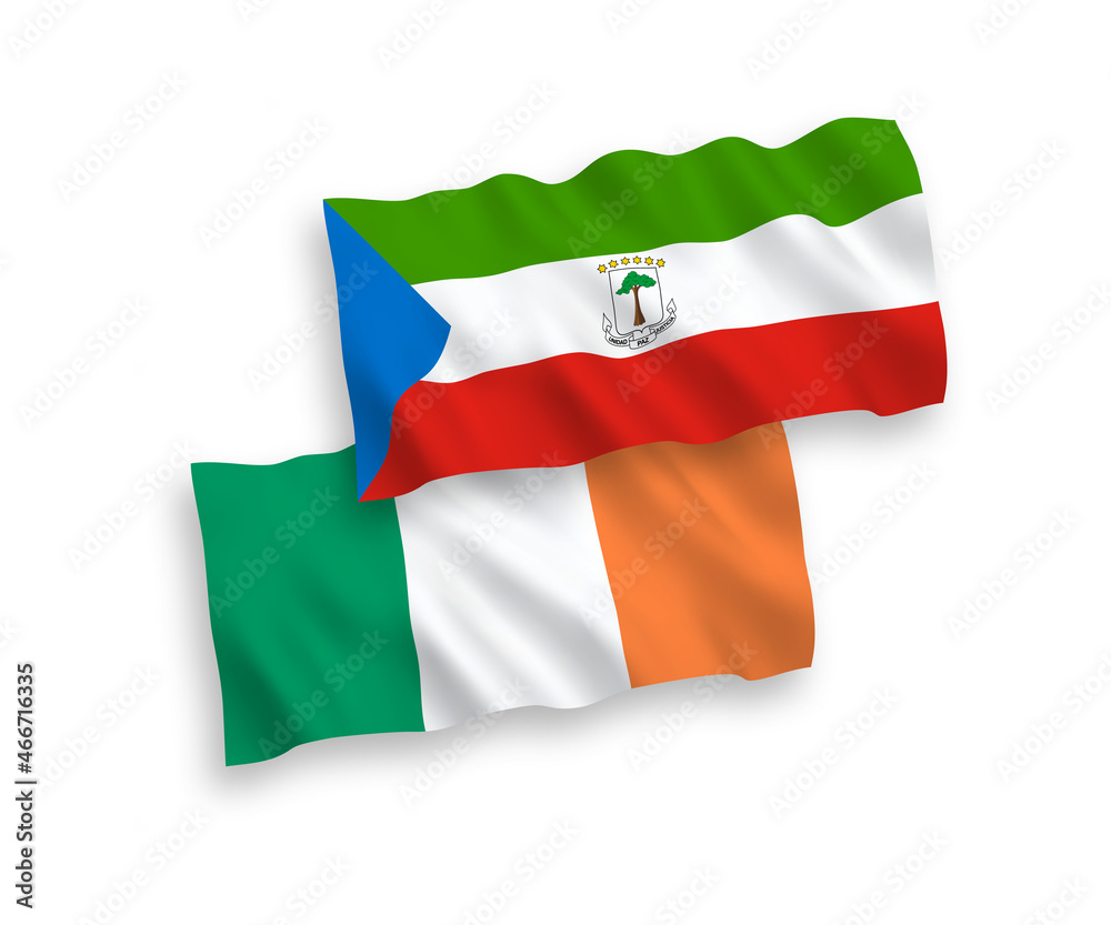 Flags of Ireland and Republic of Equatorial Guinea on a white background