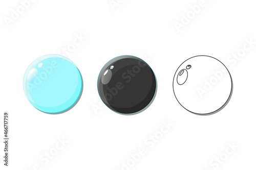 Three options drop or button isolated on white background. Vector icon or logo, web design, for printing on any product.