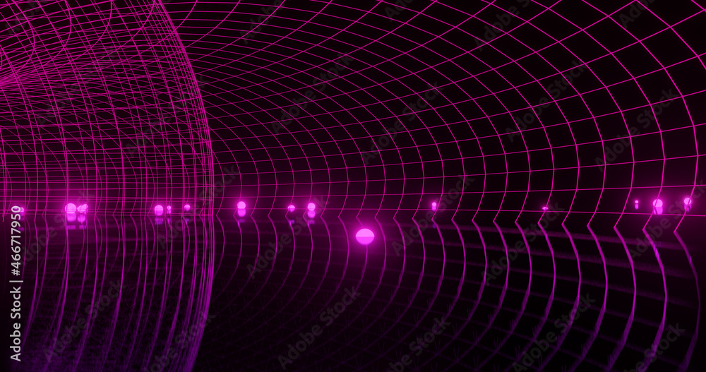 Render with neon mesh, bokeh and reflections in pink