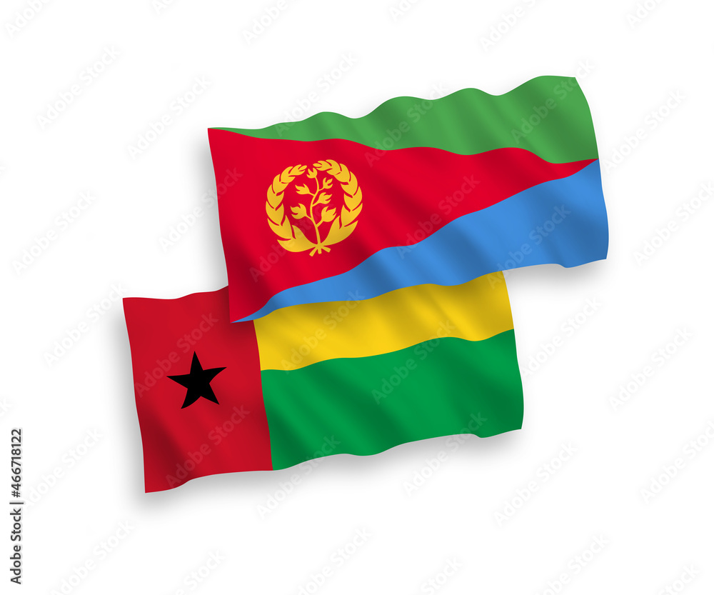 Flags of Republic of Guinea Bissau and Eritrea on a white background