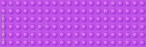 Popit purple seamless pattern as a fashionable silicon fidget toy. Addictive anti-stress toy in bright color. Bubble popits for kids fingers. Vector illustration in rectangle format suitable for