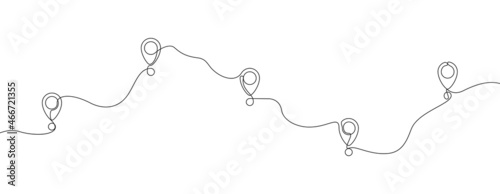 Fotografia Continuous one line drawing of map location pointers