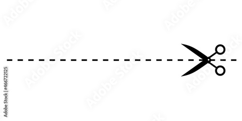 点線に沿ってハサミで紙を切る。カットライン。