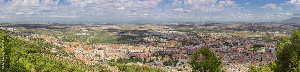 Panoramic view of Jaen and its surroundings, seen from the Santa Catalina castle