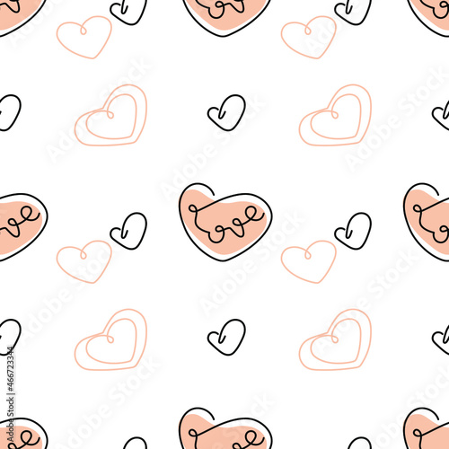 Simple seamless pattern with love, with hearts. Pattern for printing on fabric, for wrapping paper, for the background of a Valentine's day card. Vector illustration