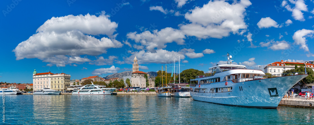 Panoramic view of waterfront Riva in Split, Croatia