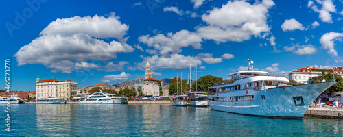 Panoramic view of waterfront Riva in Split, Croatia