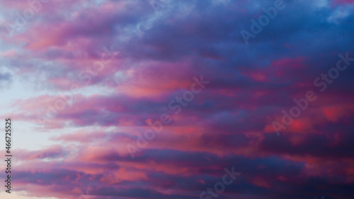 Fototapeta Naklejka Na Ścianę i Meble -  Magnifique ciel rougeoyant sous des Altocumulus résiduels d'un orage en phase de dissipation