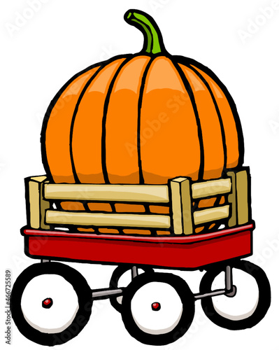 red wagon with large pumpkin | autumn | thanksgiving