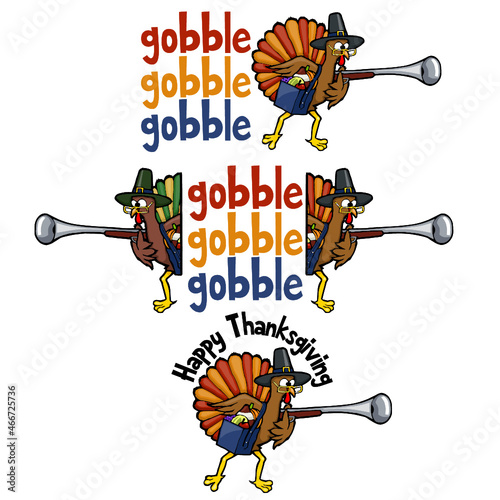 funny pilgrim turkey with musket | gobble gobble gobble