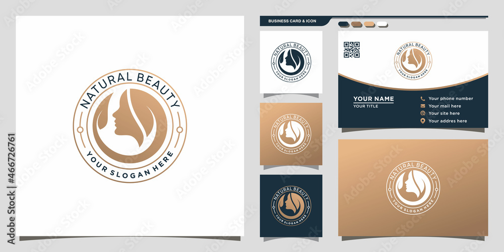 Natural beauty logo with unique modern concept and business card design Premium Vector Natural beauty logo with unique modern concept and business card design Premium Vector