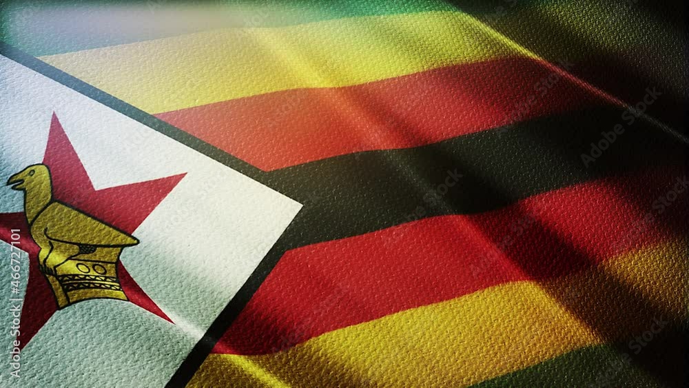 Zimbabwe flag is waving 3D animation. zimbabwe flag waving in the wind. National flag of zimbabwe. flag seamless loop animation