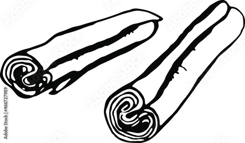 Cinnamon. Black vector hand drawn