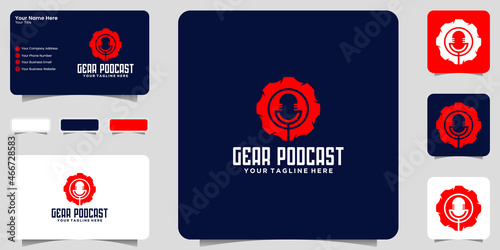creative gear logo and podcast design template