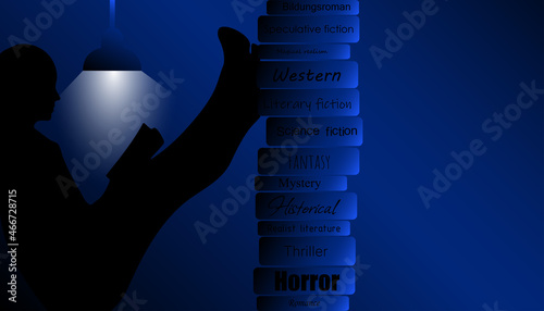 reading books night book light reader horizontal banner library