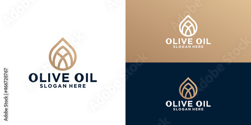 olive oil logo design with elegant lines and gold color