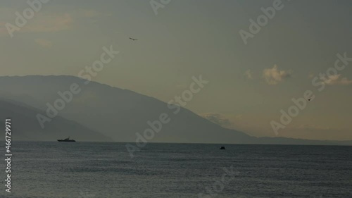 Wallpaper Mural Patrol boat on the sea border. Sunrise and military boat at sea Torontodigital.ca