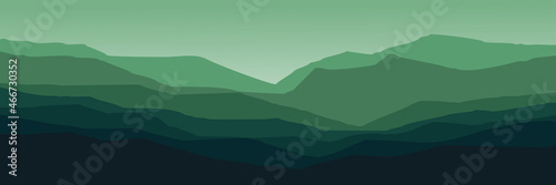 green mountain landscape view vector illustration for wallpaper, backdrop, background, web banner, and design template