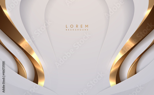 Abstract white and gold shapes background