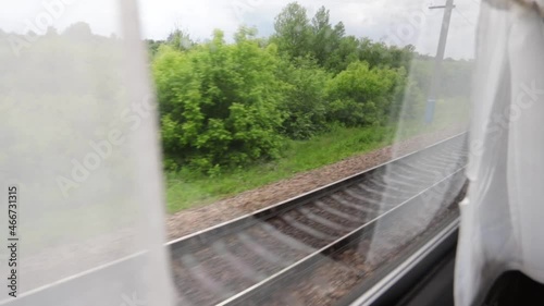 Wallpaper Mural Running rails and sleepers from the train window at high speed Torontodigital.ca