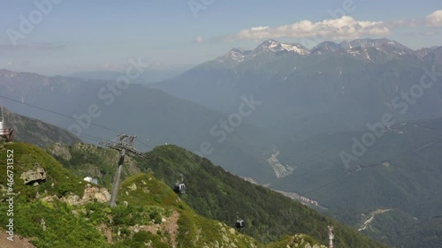Wallpaper Mural Panoramic view of the funicular in the mountains at high altitude Torontodigital.ca