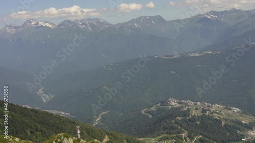 Wallpaper Mural Panoramic view of the funicular in the mountains at high altitude Torontodigital.ca