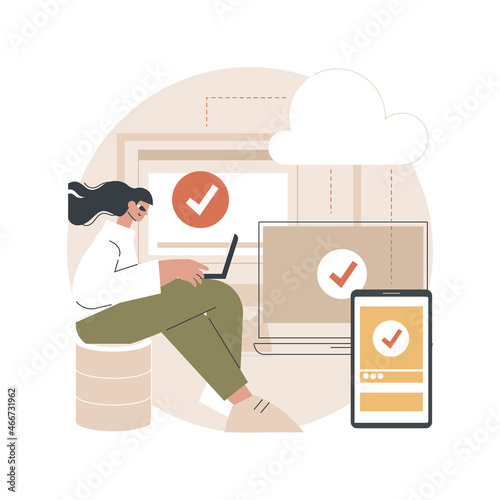 SaaS technology abstract concept vector illustration. Software as a service, cloud computing, application service, customer access, software licensing, subscription, pricing abstract metaphor.