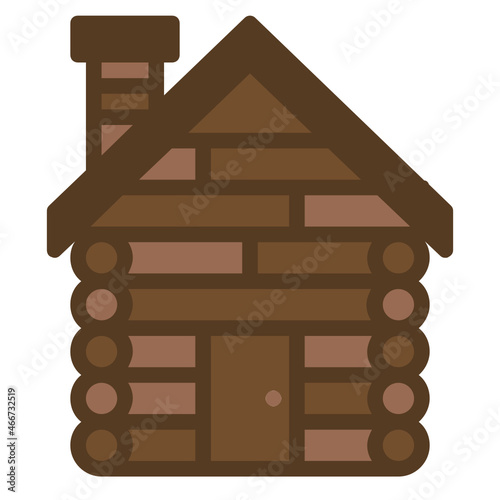 cabin icon flat color .