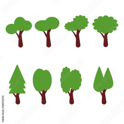 Realistic tree collection isolated on white background, trees and roots with green leaves look beautiful and fresh. tree logo style and
of tree illustrations It can be used to showcase natural topics